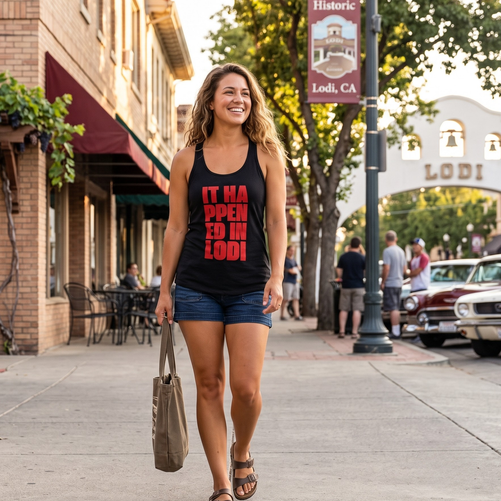 Women's Ideal Racerback Tank 'It Happened In Lodi'