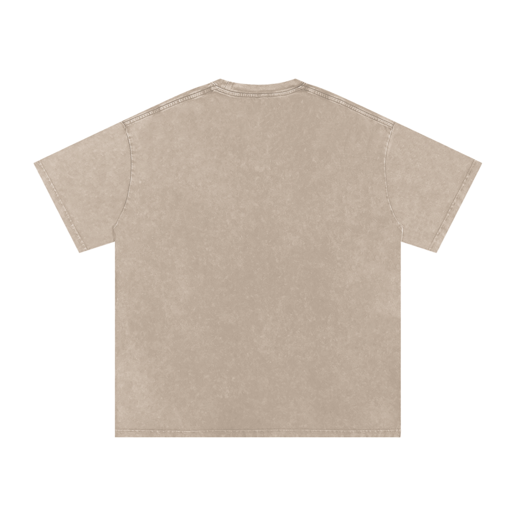 White Letter Snow Washed Oversized Cotton T-Shirt