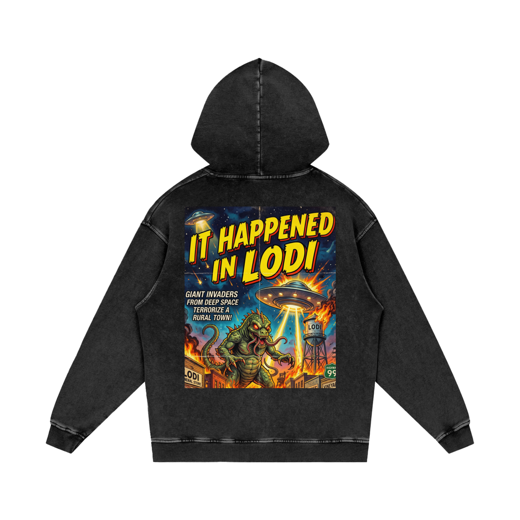 Retro Magazine Snow Washed Loose Cotton Hoodie