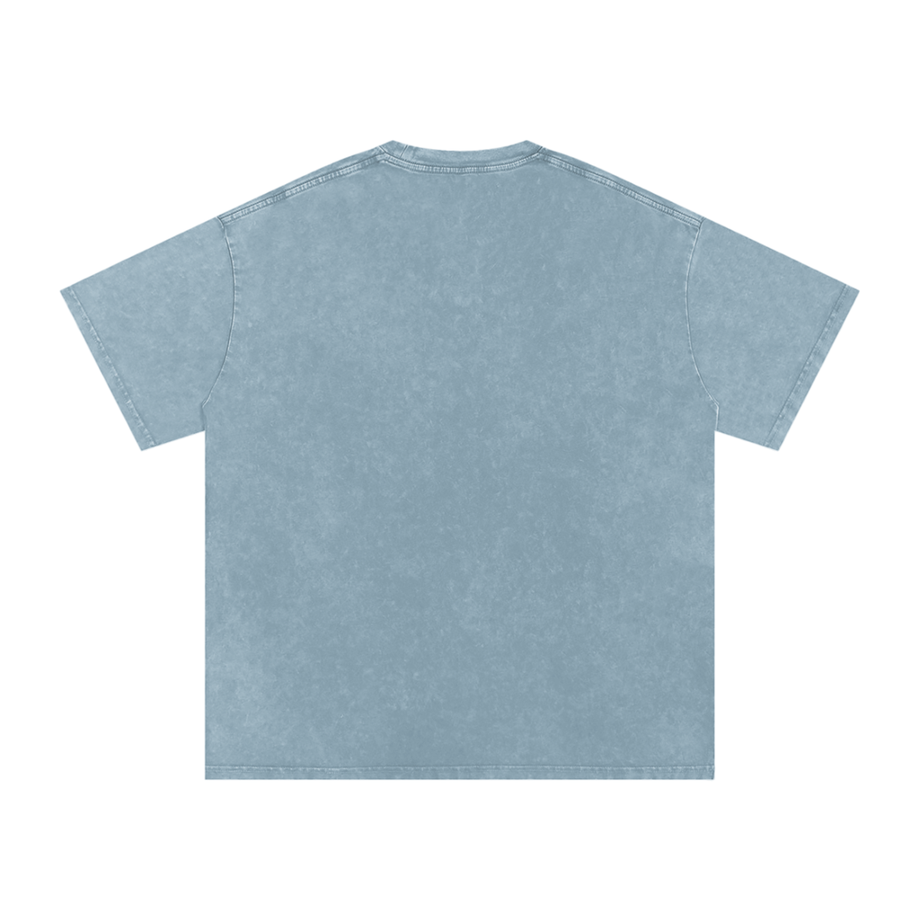 White Letter Snow Washed Oversized Cotton T-Shirt
