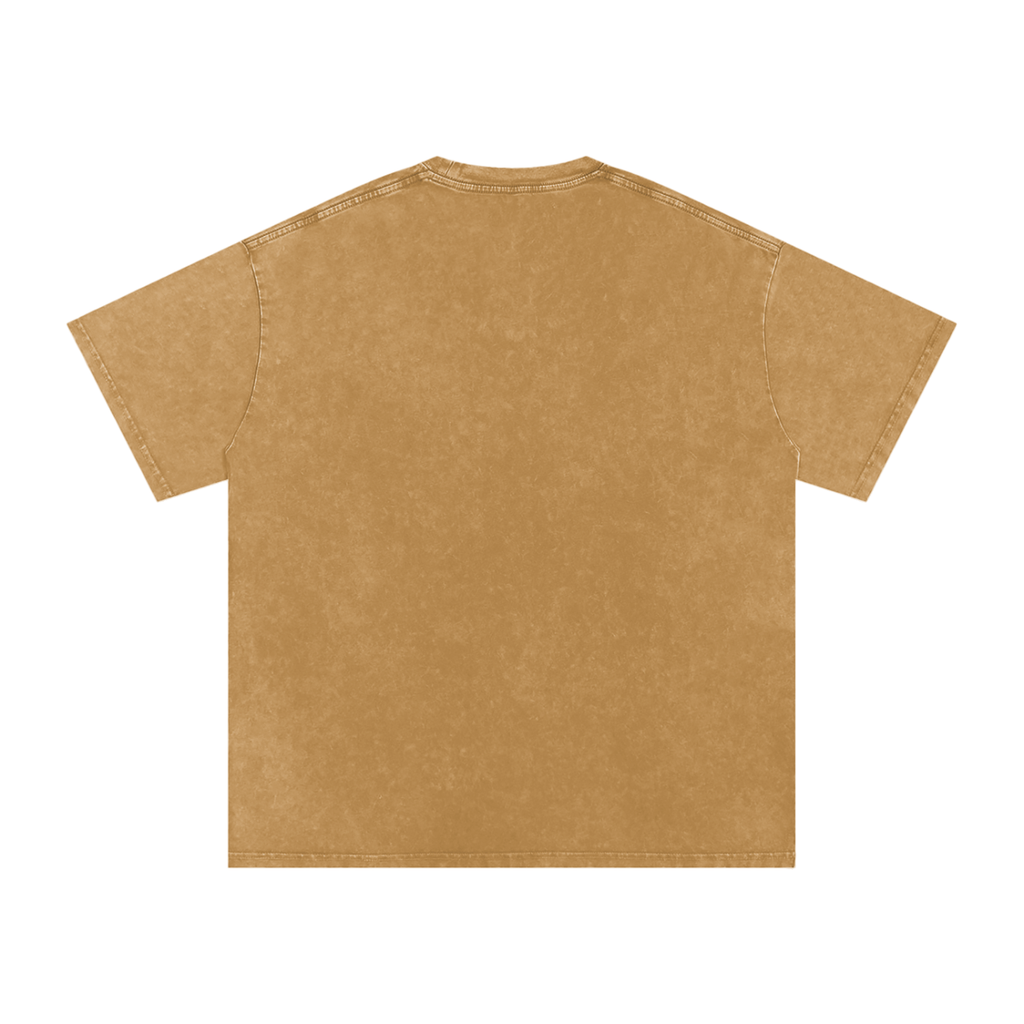 White Letter Snow Washed Oversized Cotton T-Shirt