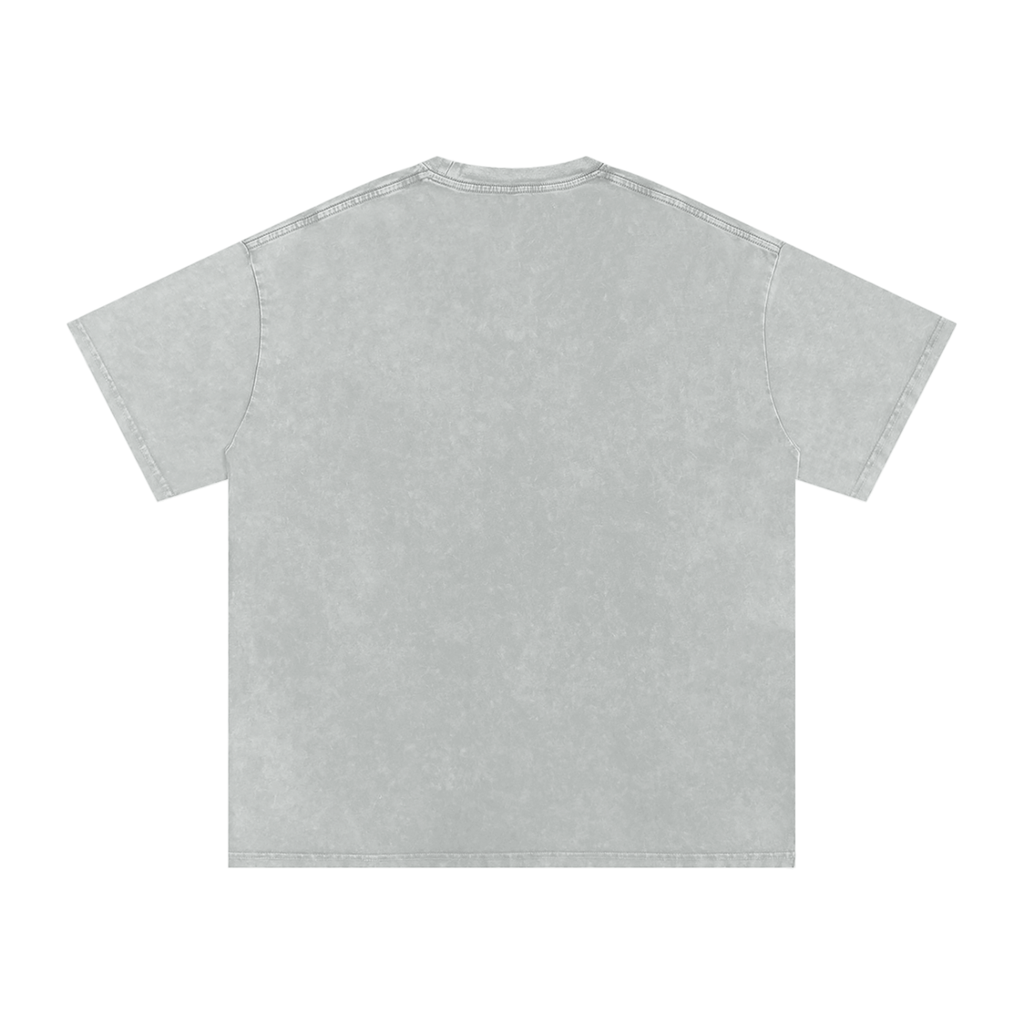 White Letter Snow Washed Oversized Cotton T-Shirt